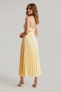Annabel A-Line V-Neck Wedding Guest Midi Dress with Cutout Waist