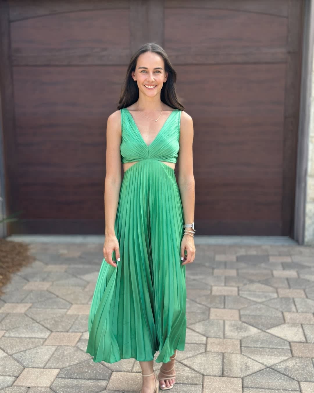 Annabel A-Line V-Neck Wedding Guest Midi Dress with Cutout Waist_6