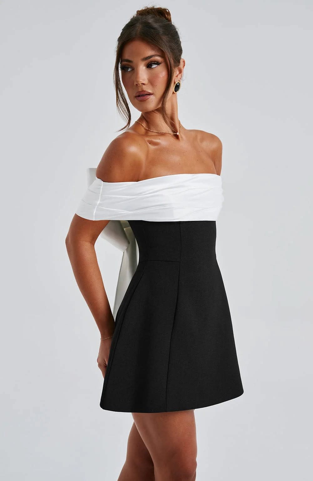 Edie Bardot Neckline Party Mini Dress_5
