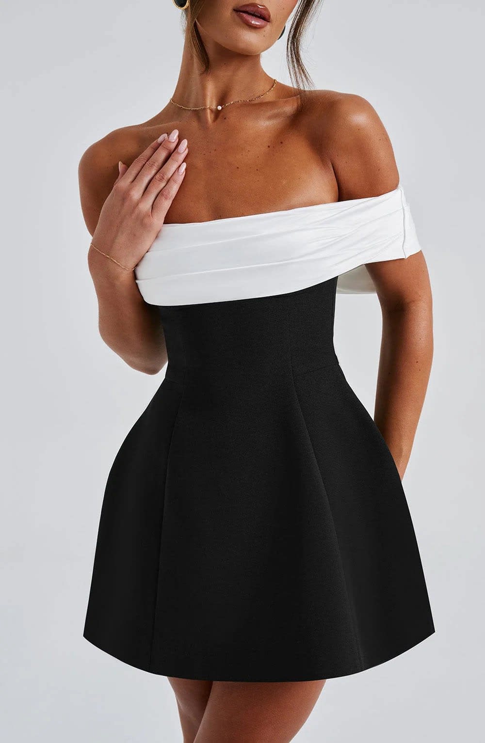 Edie Bardot Neckline Party Mini Dress_7