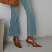 Maribel Leather Pointed Toe Ankle Boots