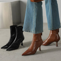 Maribel Leather Pointed Toe Ankle Boots