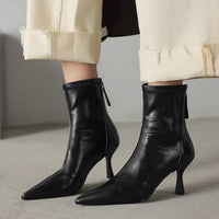 Maribel Leather Pointed Toe Ankle Boots