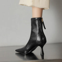 Maribel Leather Pointed Toe Ankle Boots