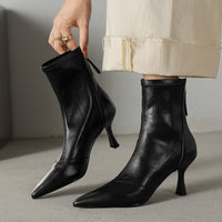 Maribel Leather Pointed Toe Ankle Boots