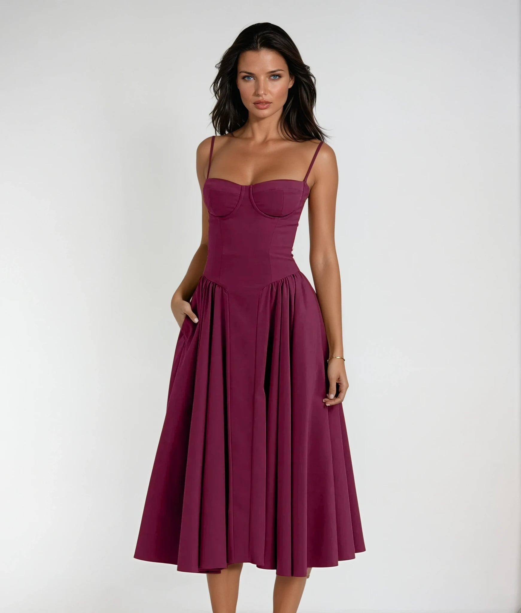 Posy Corset Cocktail Midi Dress