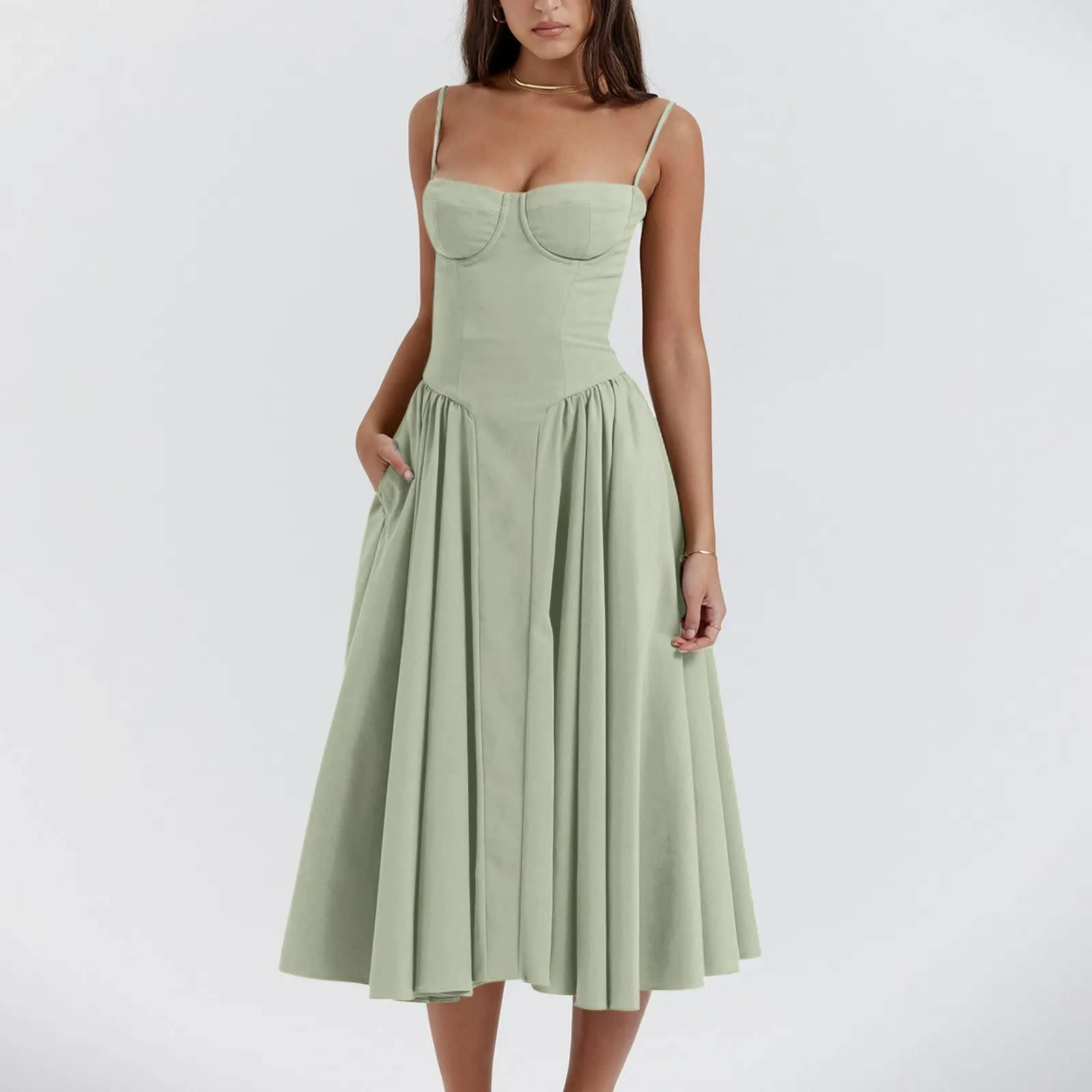 Posy Corset Cocktail Midi Dress