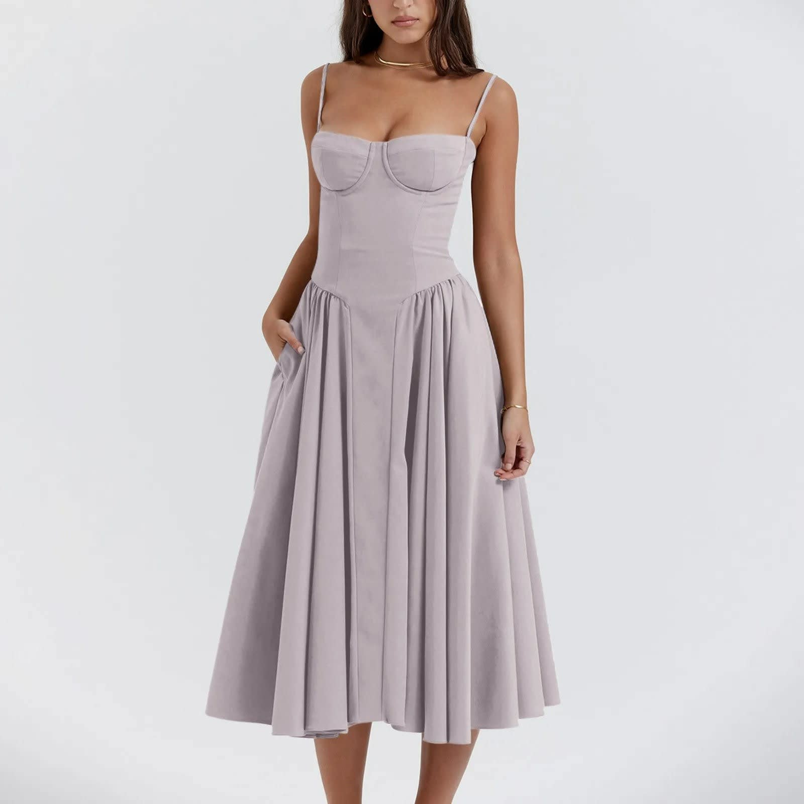 Posy Corset Cocktail Midi Dress