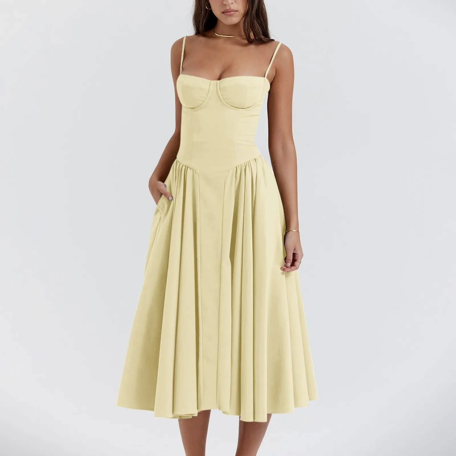 Posy Corset Cocktail Midi Dress
