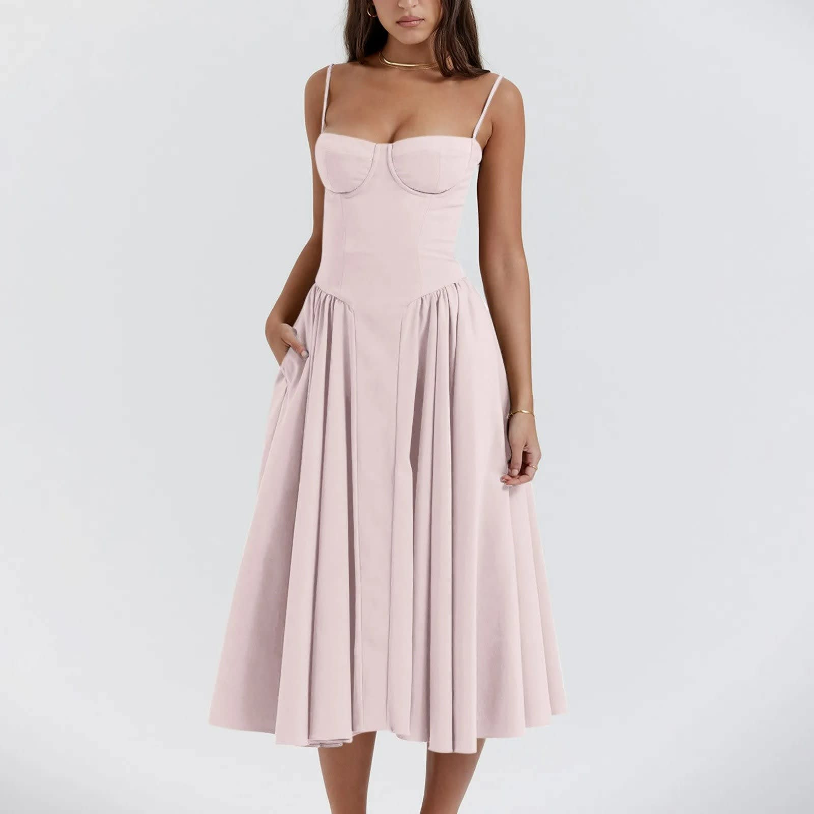 Posy Corset Cocktail Midi Dress