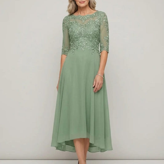 Elodie Mother of the Bride Wedding Guest Midi Dress with Sleeves_1