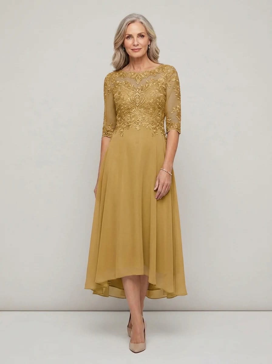 Elodie Mother of the Bride Wedding Guest Midi Dress with Sleeves