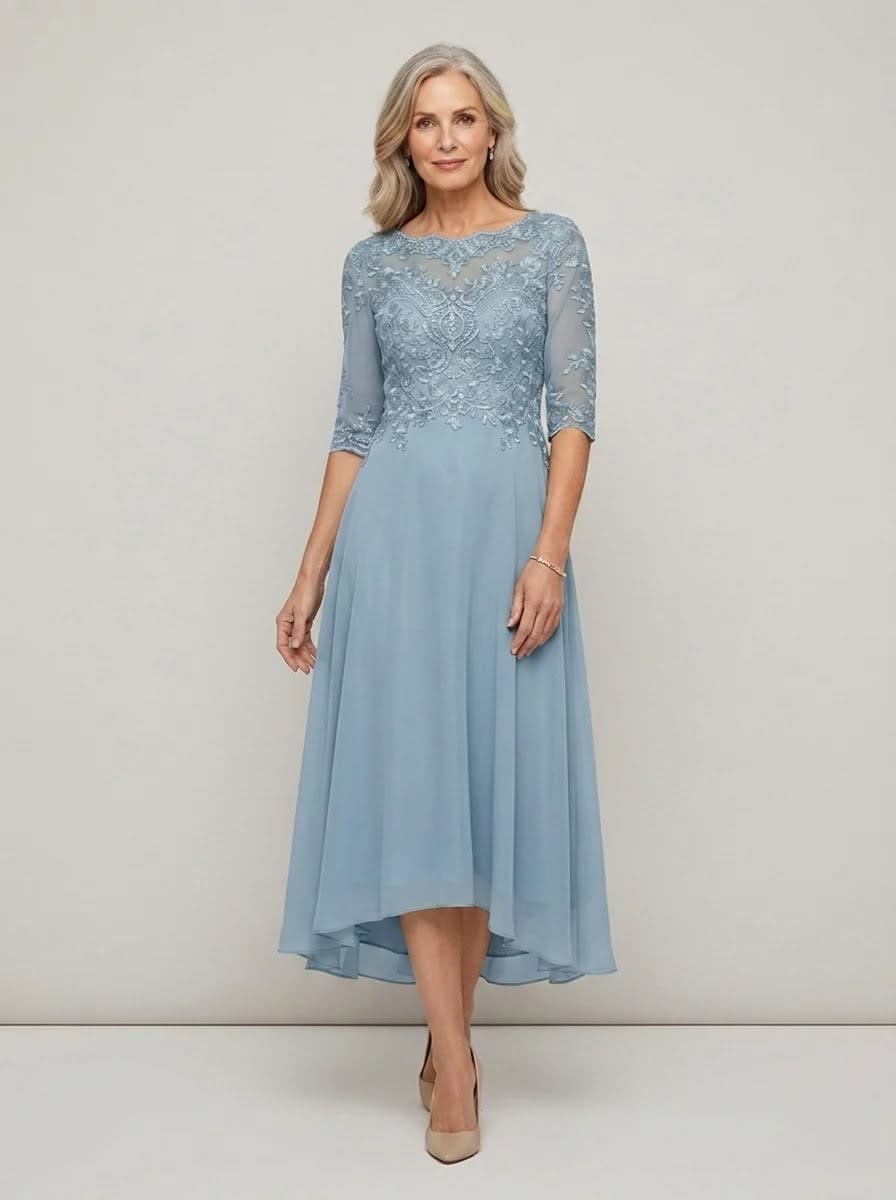 Elodie Mother of the Bride Wedding Guest Midi Dress with Sleeves
