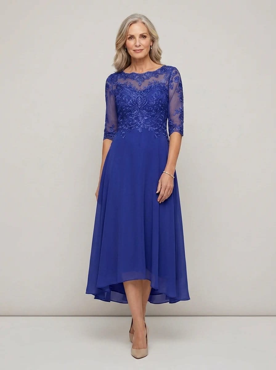 Elodie Mother of the Bride Wedding Guest Midi Dress with Sleeves