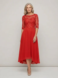 Elodie Mother of the Bride Wedding Guest Midi Dress with Sleeves