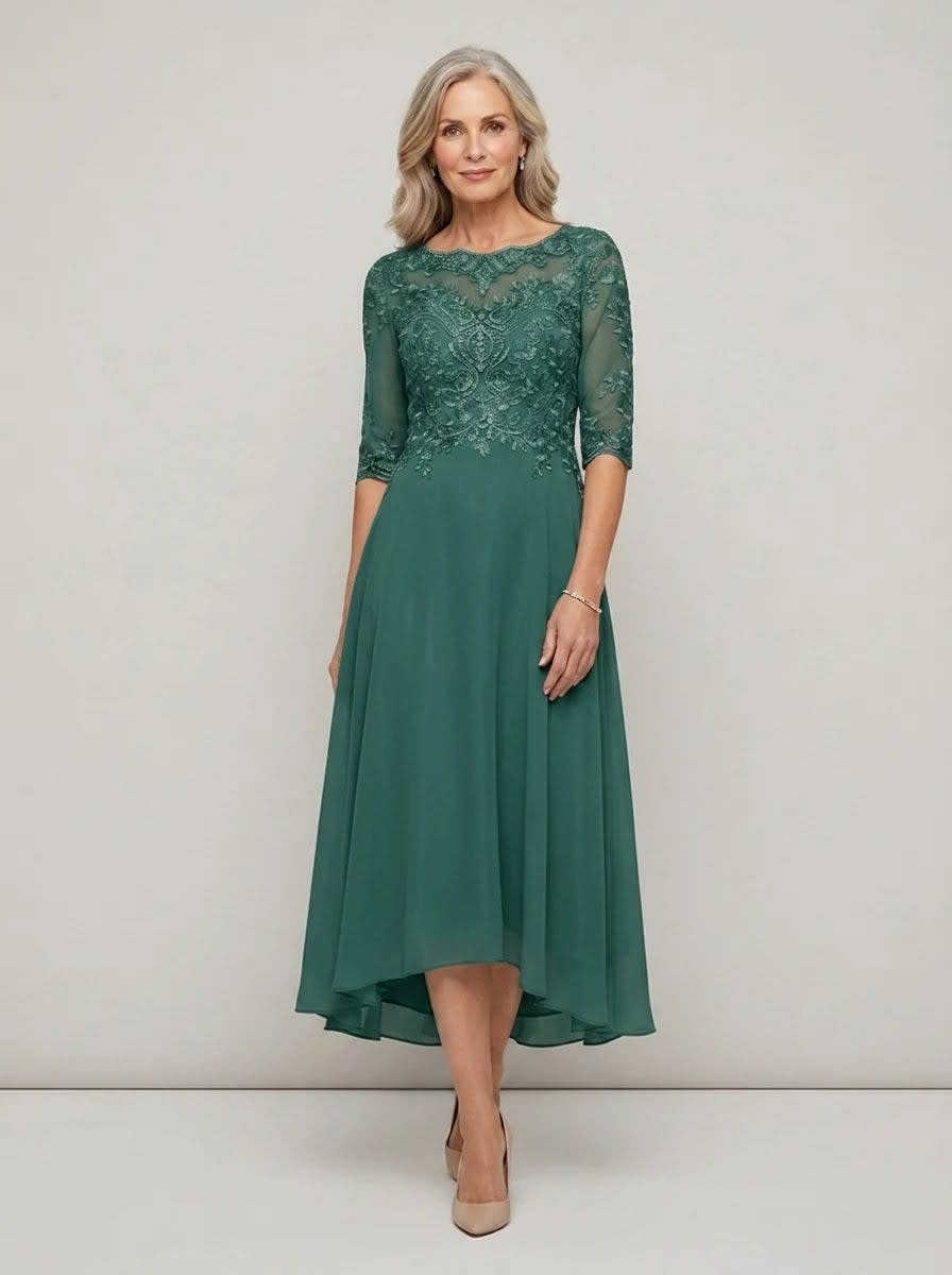 Elodie Mother of the Bride Wedding Guest Midi Dress with Sleeves