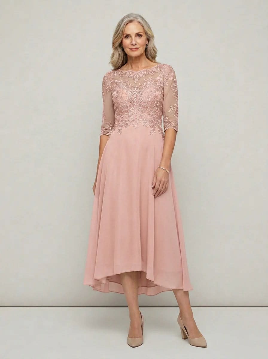Elodie Mother of the Bride Wedding Guest Midi Dress with Sleeves