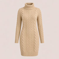 Kay Chunky Cable Knit Turtleneck Dress