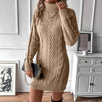 Kay Chunky Cable Knit Turtleneck Dress