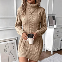 Kay Chunky Cable Knit Turtleneck Dress