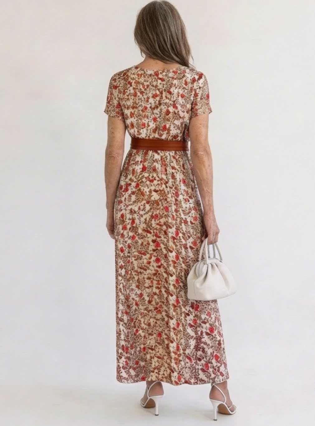 Vivian Floral V-Neck Short Sleeve Midi Dress_2