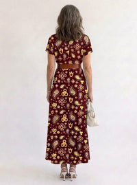 Vivian Floral V-Neck Short Sleeve Midi Dress