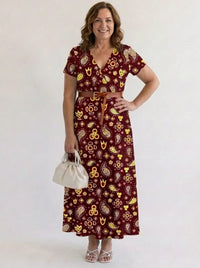 Vivian Floral V-Neck Short Sleeve Midi Dress