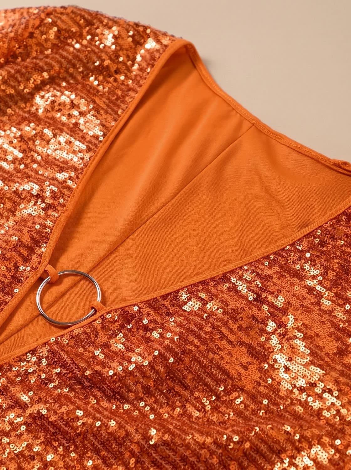 Lyra Sequin Plunge Neck Christmas Party Mini Dress