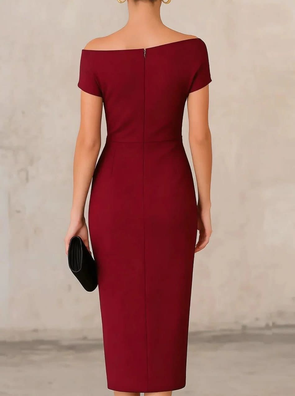 Lara One Shoulder Ruched Midi Dress_5