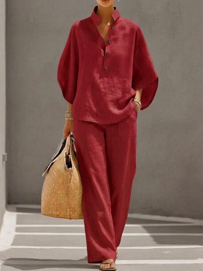 Caroline West Batwing Wide-Leg Co-ord Two-Piece Set