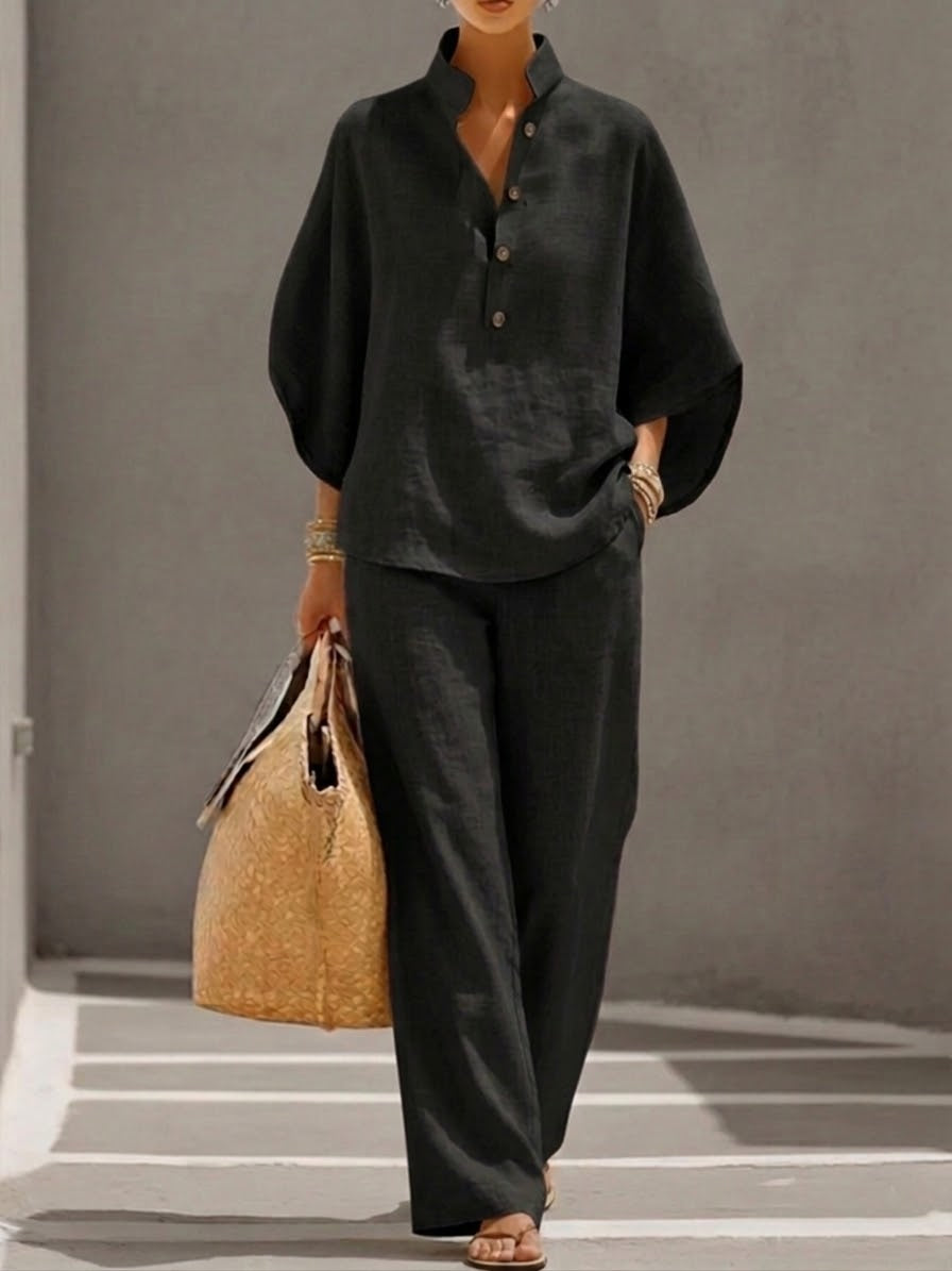 Caroline West Batwing Wide-Leg Co-ord Two-Piece Set