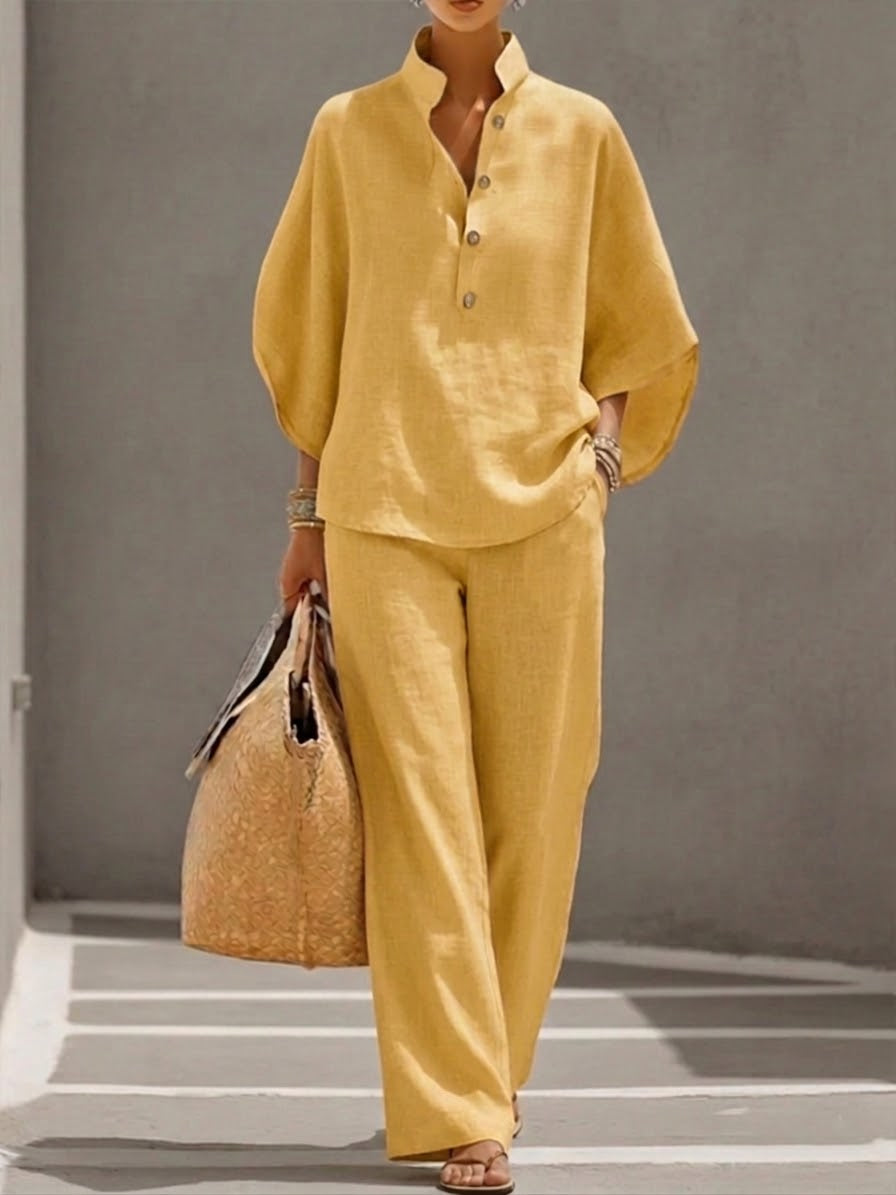 Caroline West Batwing Wide-Leg Co-ord Two-Piece Set