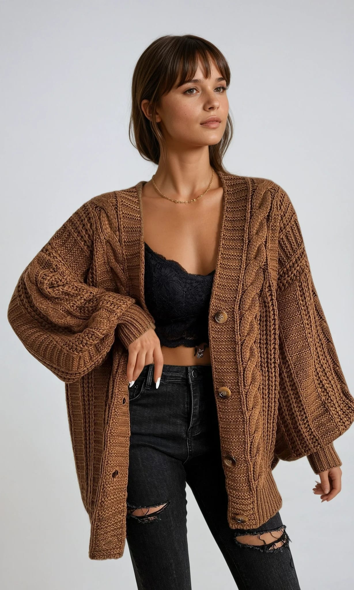 Nova Oversized Cable Knit Cardigan_1
