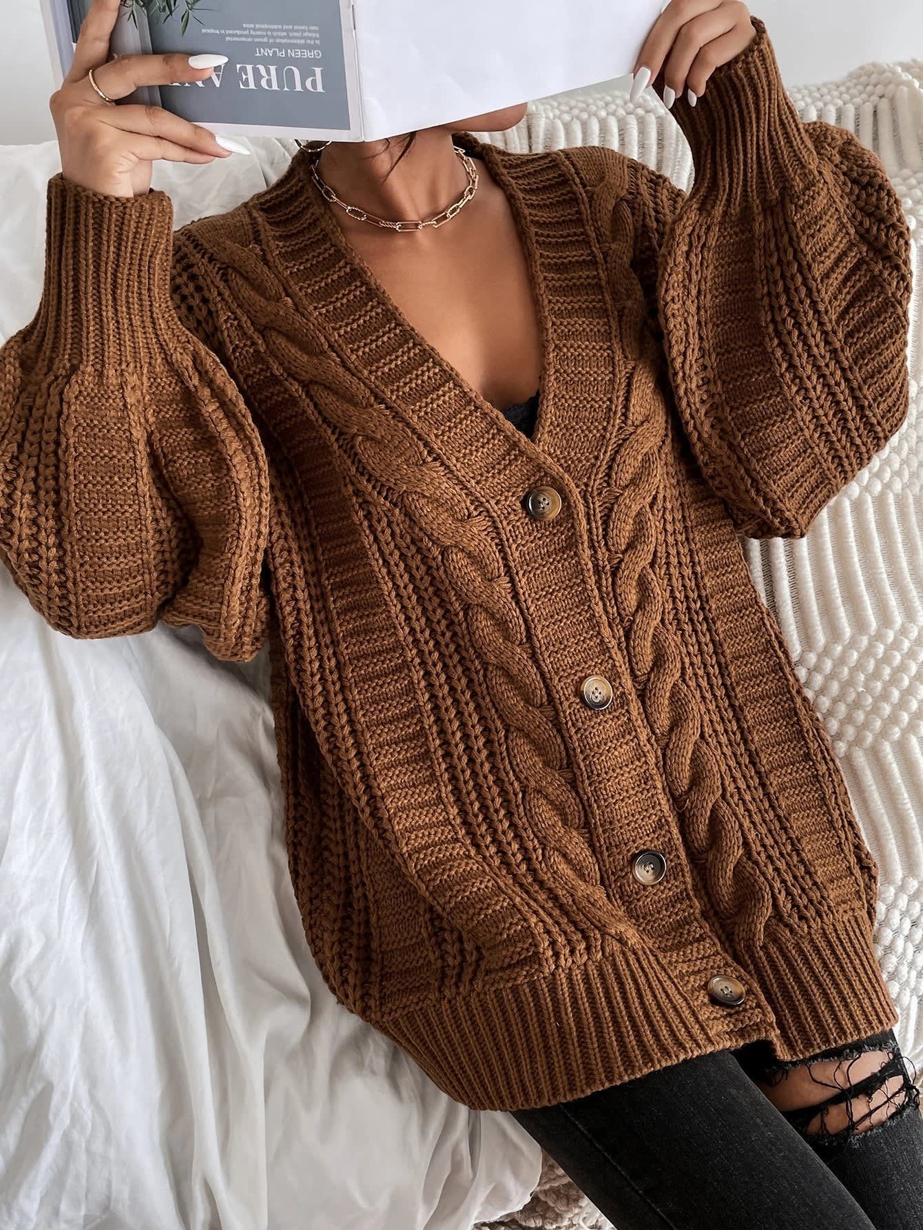 Nova Oversized Cable Knit Cardigan