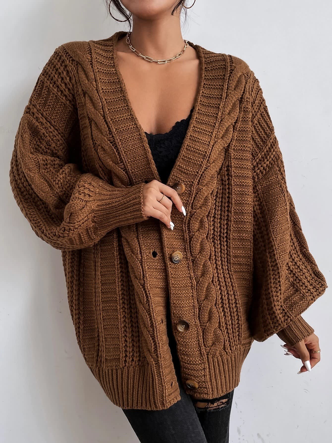 Nova Oversized Cable Knit Cardigan