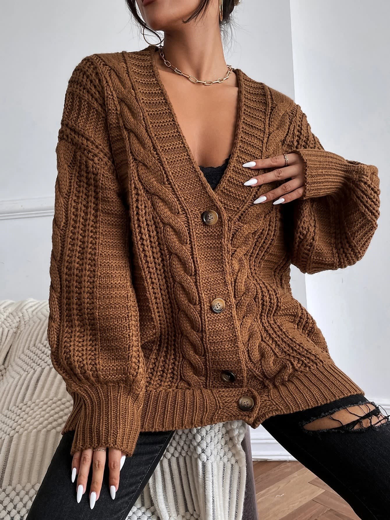 Nova Oversized Cable Knit Cardigan