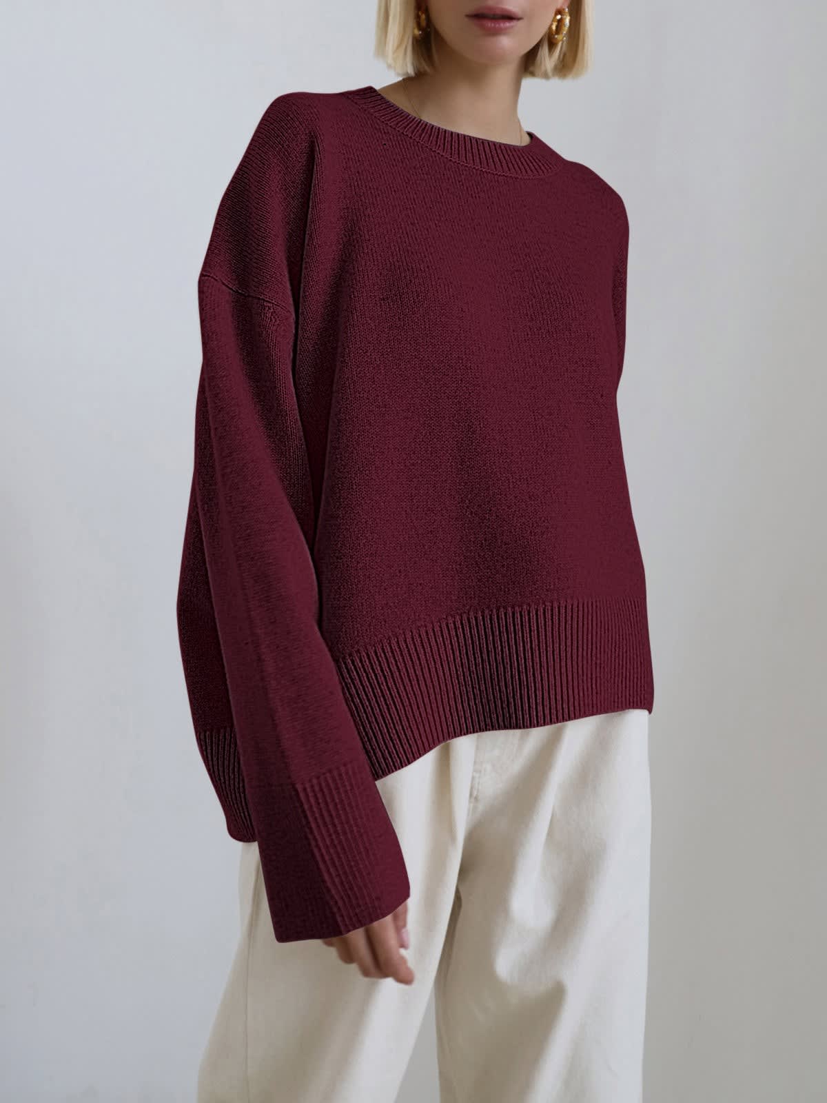 Callie Oversized Crew Neck Knit Sweater