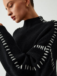 Jana Whipstitch Mock Neck Sweater