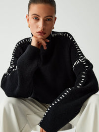 Jana Whipstitch Mock Neck Sweater