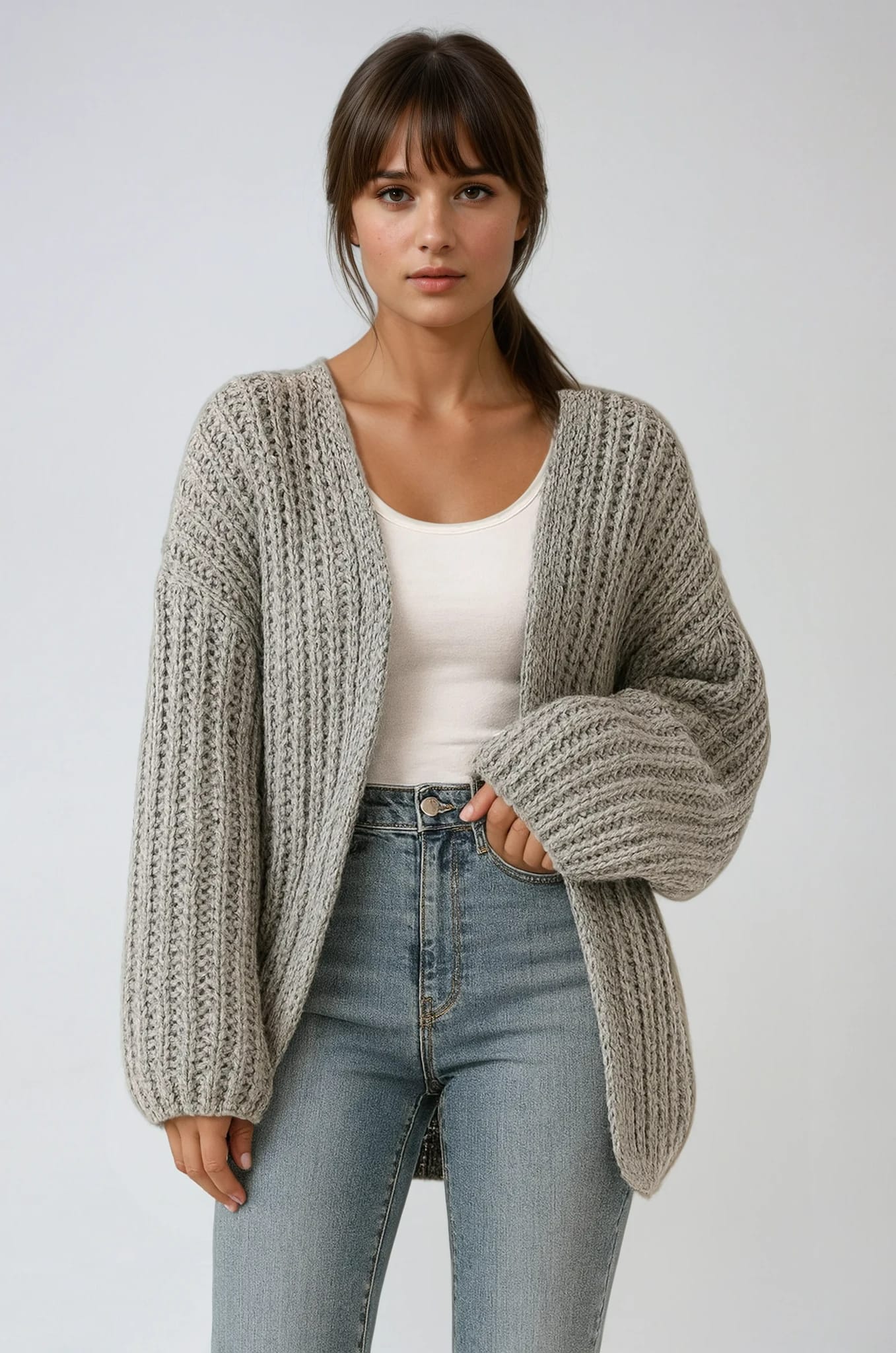 Lira Chunky Knit Open Front Cardigan