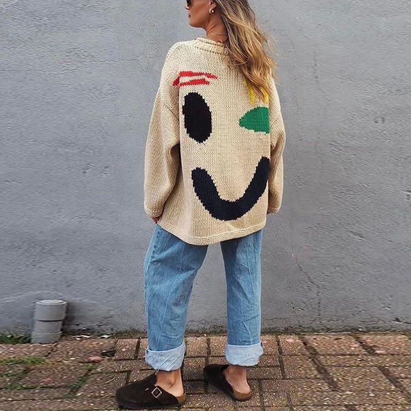 Sela Oversized Smiley Face Sweater
