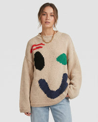 Sela Oversized Smiley Face Sweater