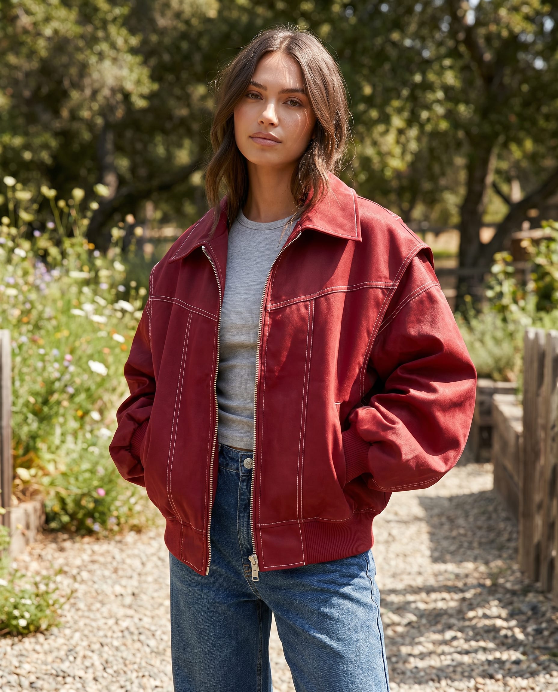 Sika Oversized Zip Up Bomber Jacket