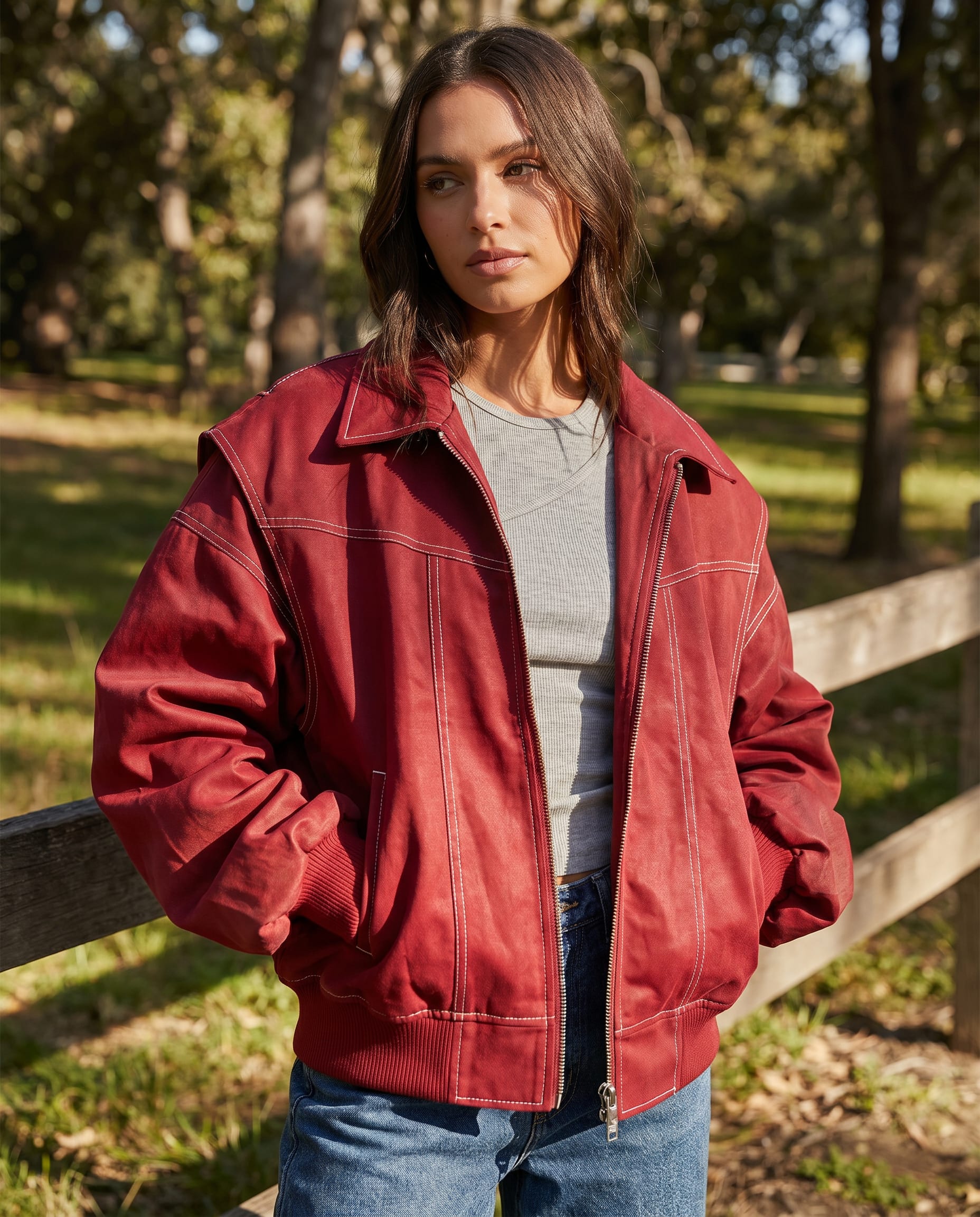 Sika Oversized Zip Up Bomber Jacket