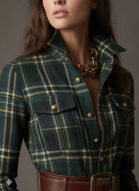 Ariah Plaid Maxi Shirt Dress with Belt