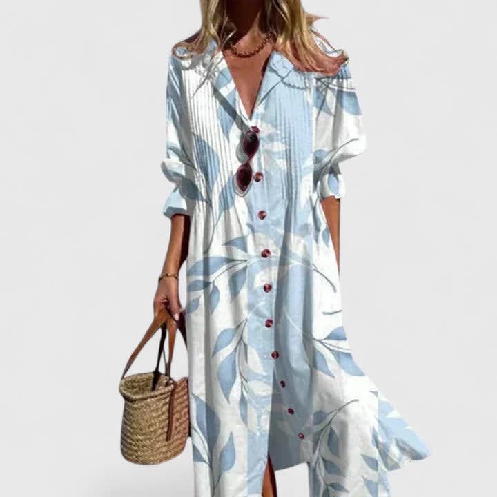 Candice Botanical Print Maxi Shirt Dress_1