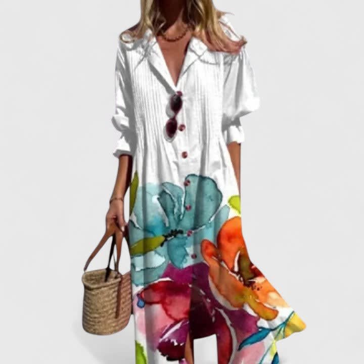 Candice Botanical Print Maxi Shirt Dress_2