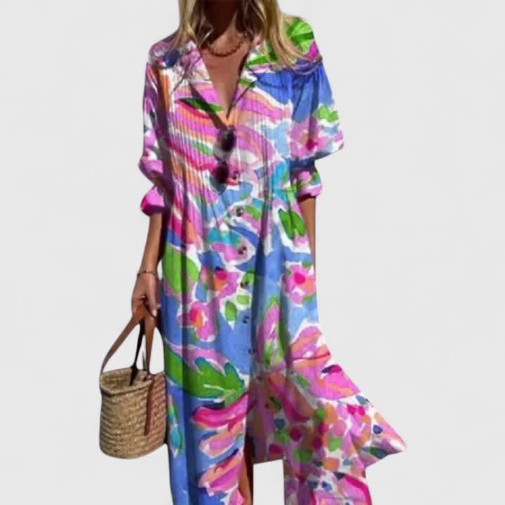 Candice Botanical Print Maxi Shirt Dress_4