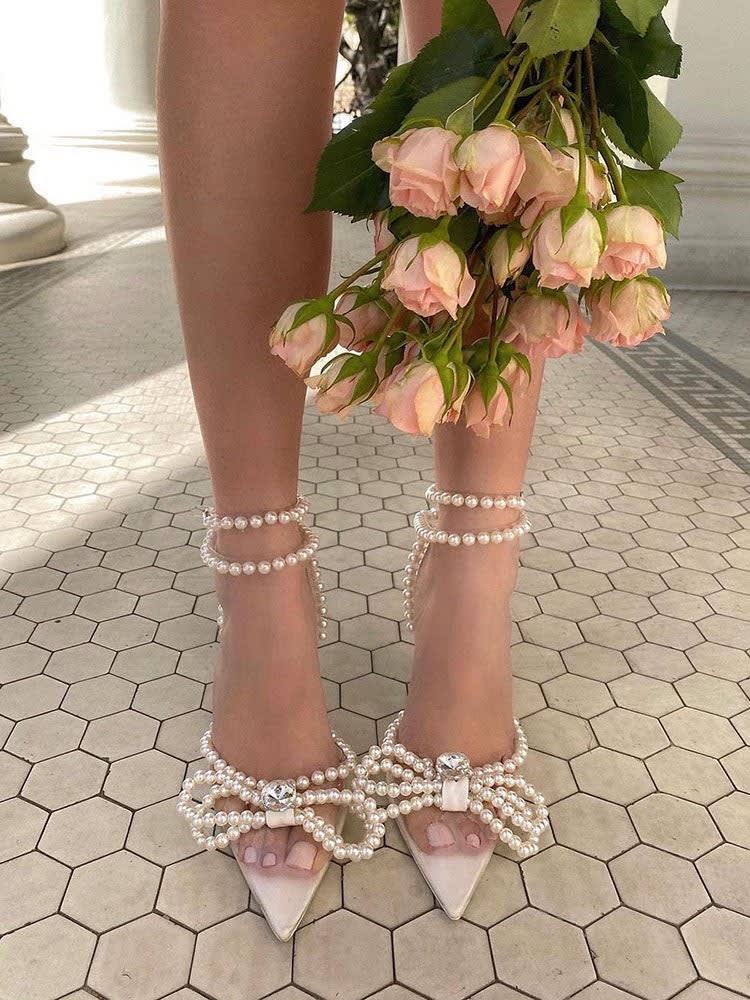 Yvaine Pearl Bow Pointed Toe Heels