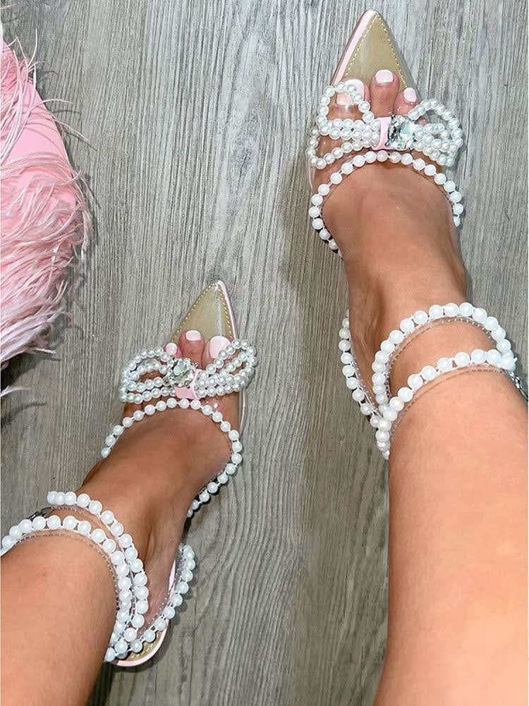 Yvaine Pearl Bow Pointed Toe Heels_4